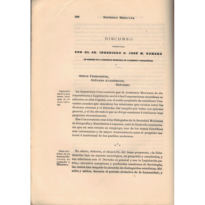 Discursos Pronunciados A Nombre De La Sociedad De Geografia