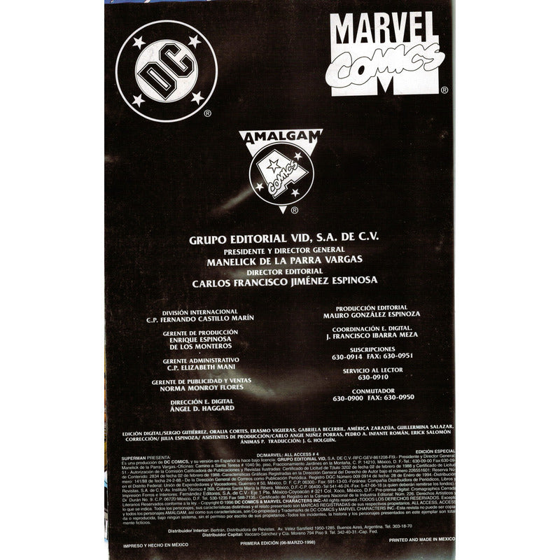 D C/ Marvel Access. 4 De 4, Mexico 1998