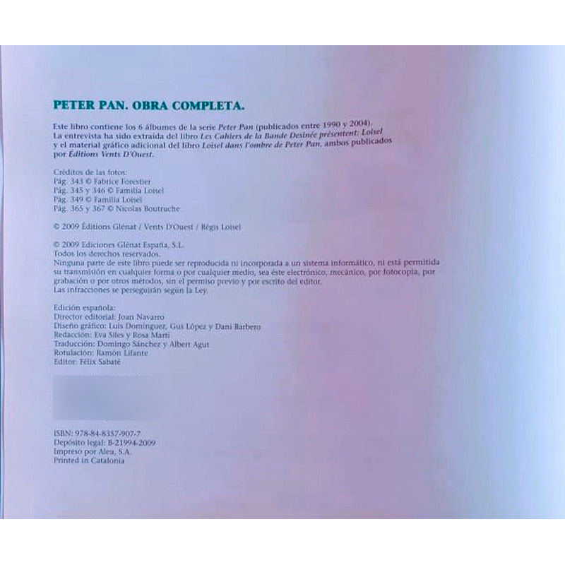 Peter Pan. Regis Loisel España 2009 Edicion De Lujo(6 Album)