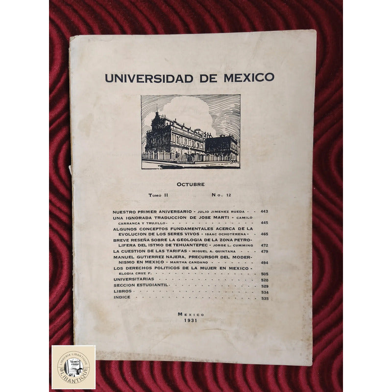 Revista De Universidad De Mexico #12 1931