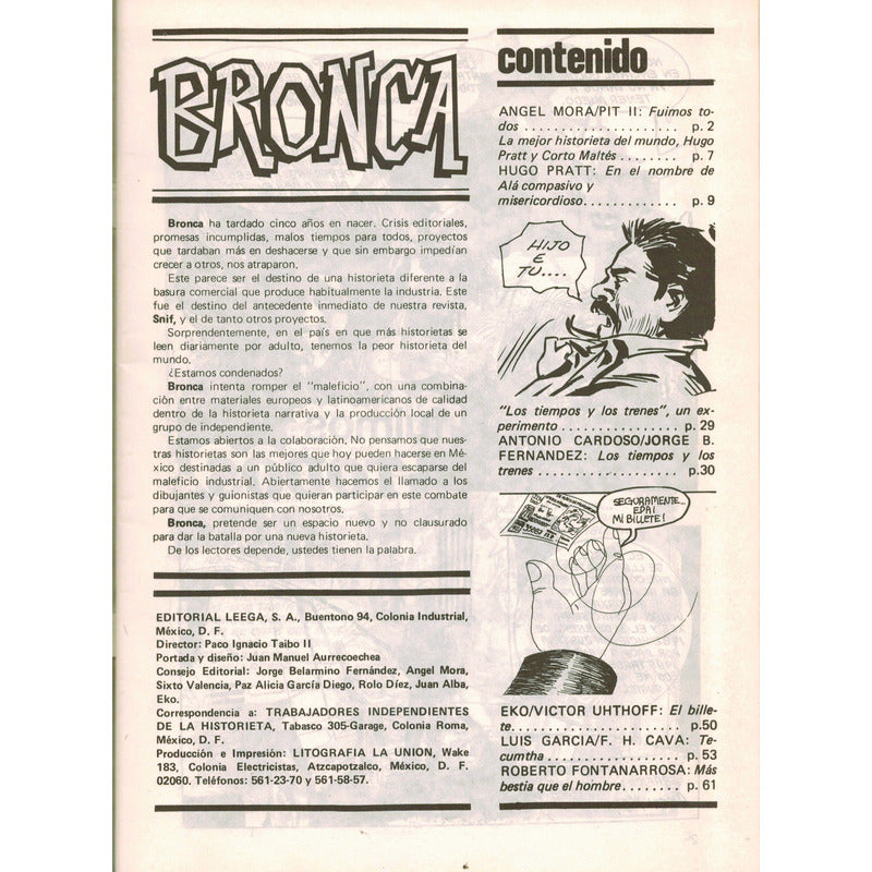 Bronca, Revista Adulta... (#1 Al #5). Taibo I I -coord 1985