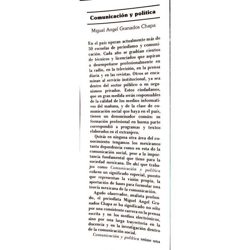 Comunicacion Y Politica Miguel Angel Granados Chapa