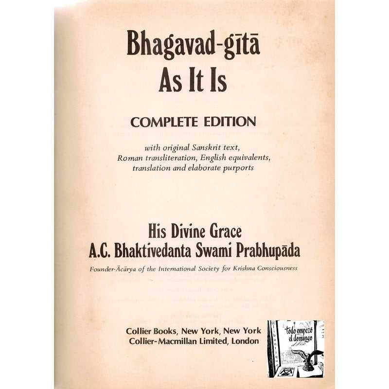 As It Is, Bhagavad-gita. Prabhupda, New York 1972