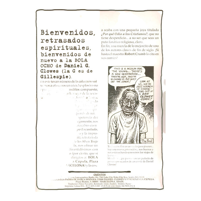 Bola Ocho (1,2,3,4,6) Daniel Clowes, Brut Comix 1999