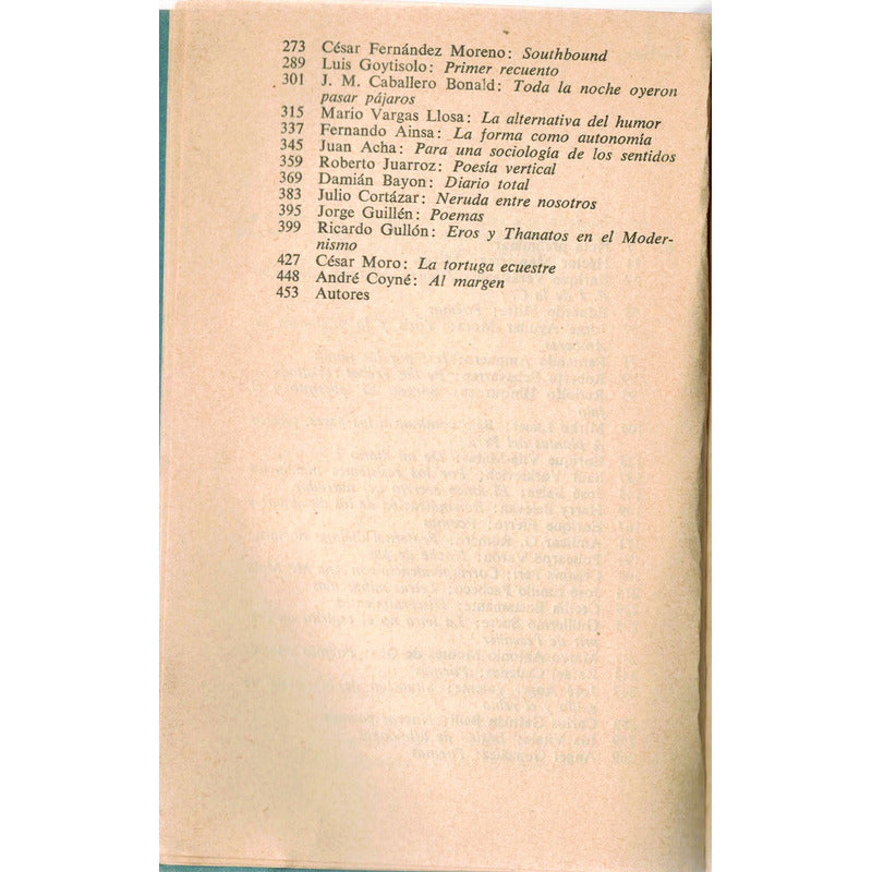 Palabra De Escandalo. Julio Ortega,  Tusquets Ed. 1974