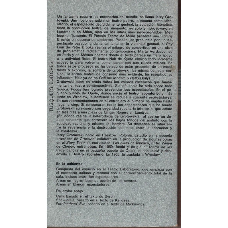 Teatro Laboratorio. Jerzy Grotowski,_tusquets_ed., 1980