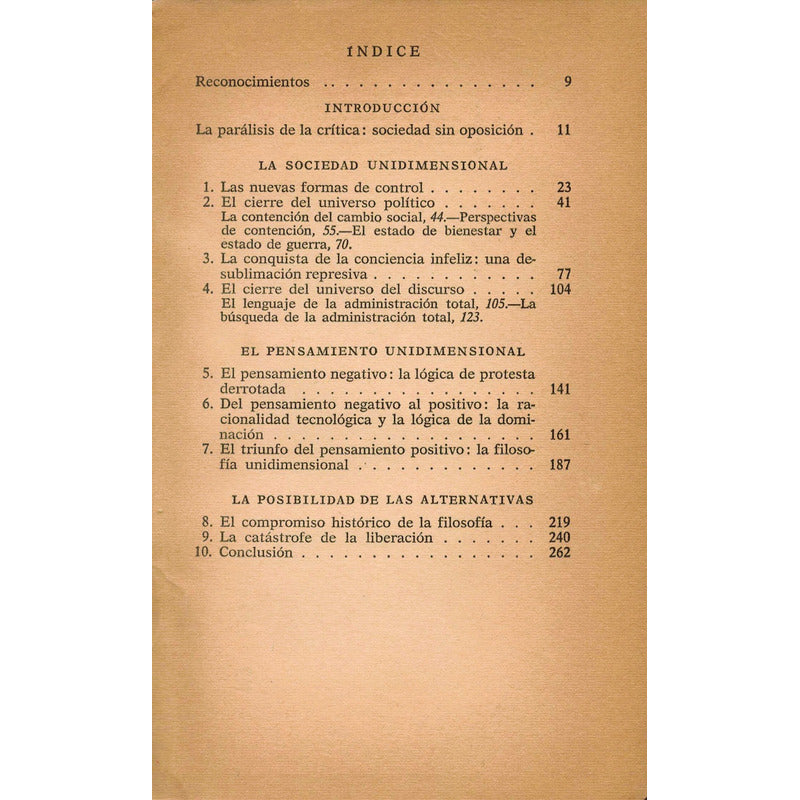 El Hombre Unidimensional. Herber Marcuse, Mexico 1969