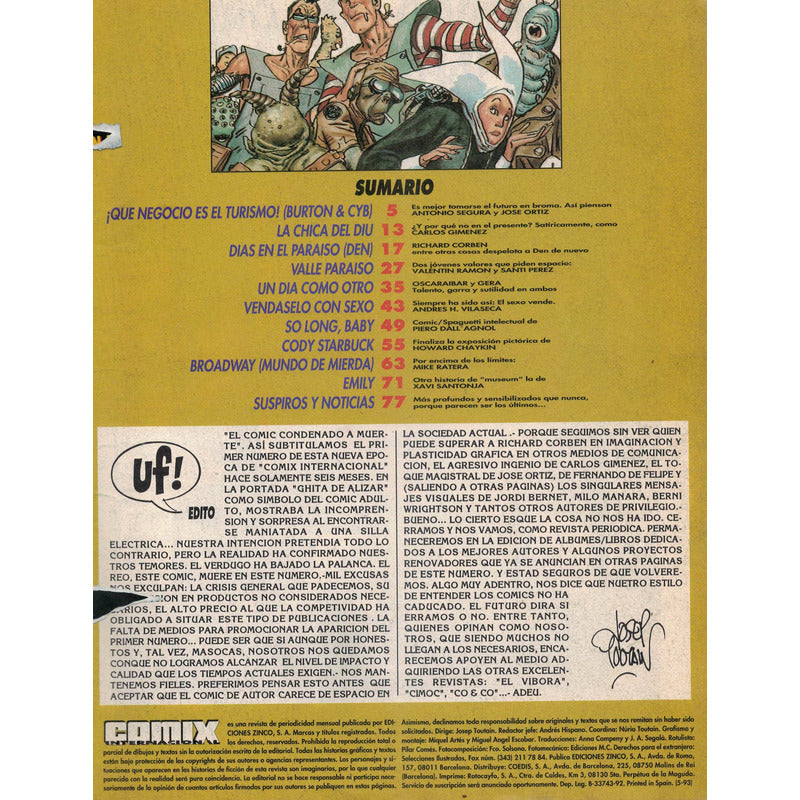 Comix Internacional # 6. Richard Corben, Zinco Ed. 1992