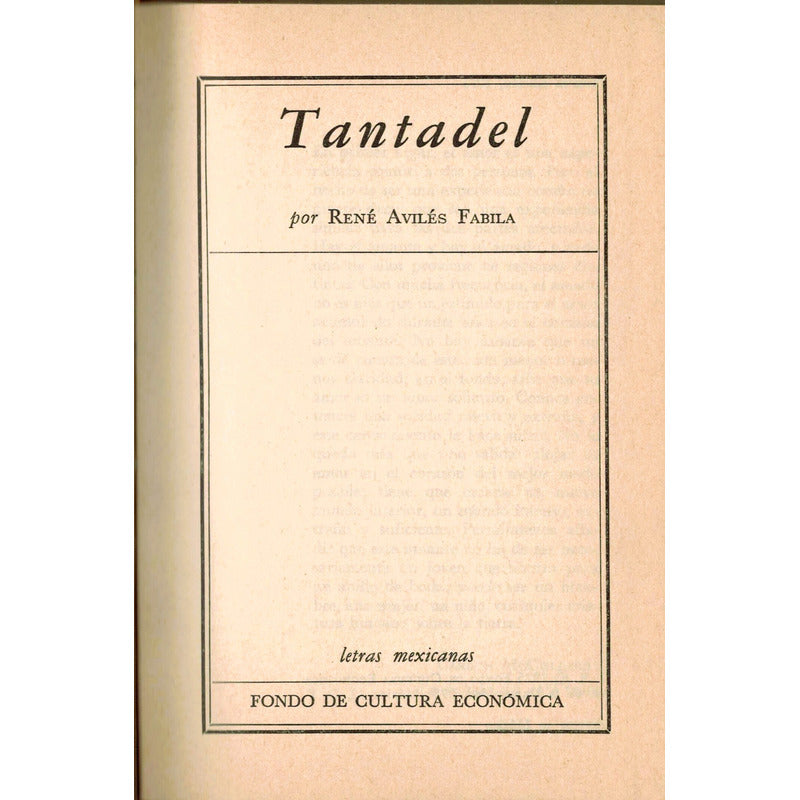 Tantadel. Rene Aviles Fabila, Letras Mexicanas (1a)