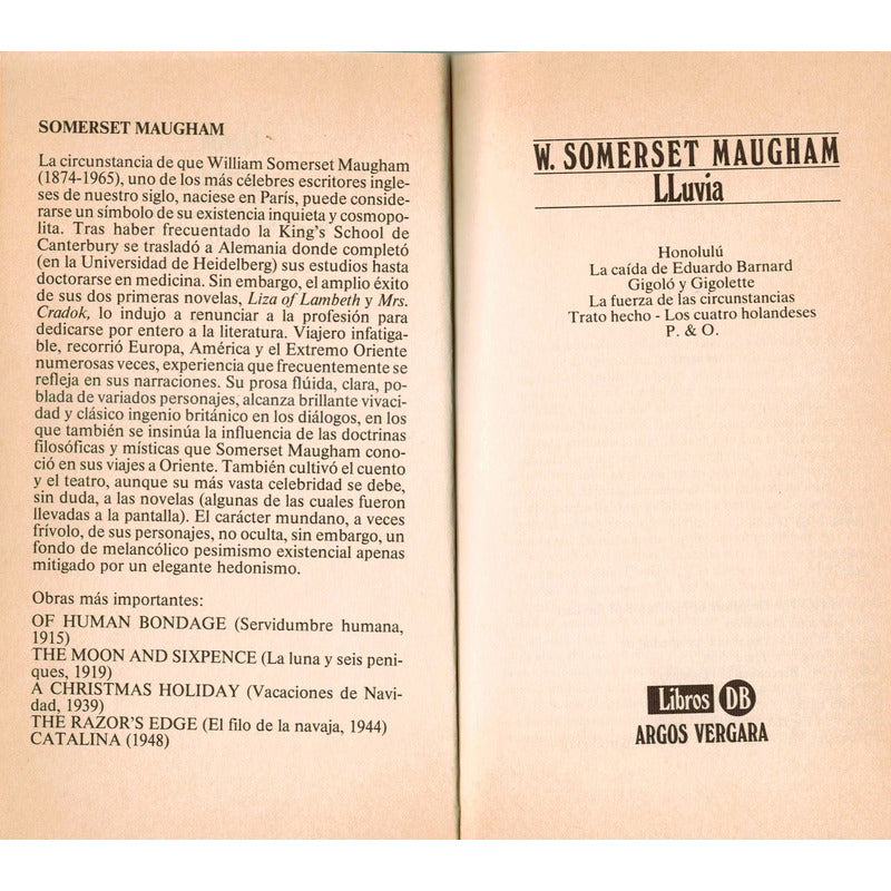 Lluvia. W Somerset Maugham, España 1983 (cuentos)