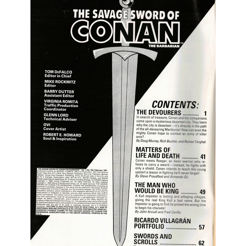 The Savage Sword Of Conan # 182. U S 1991