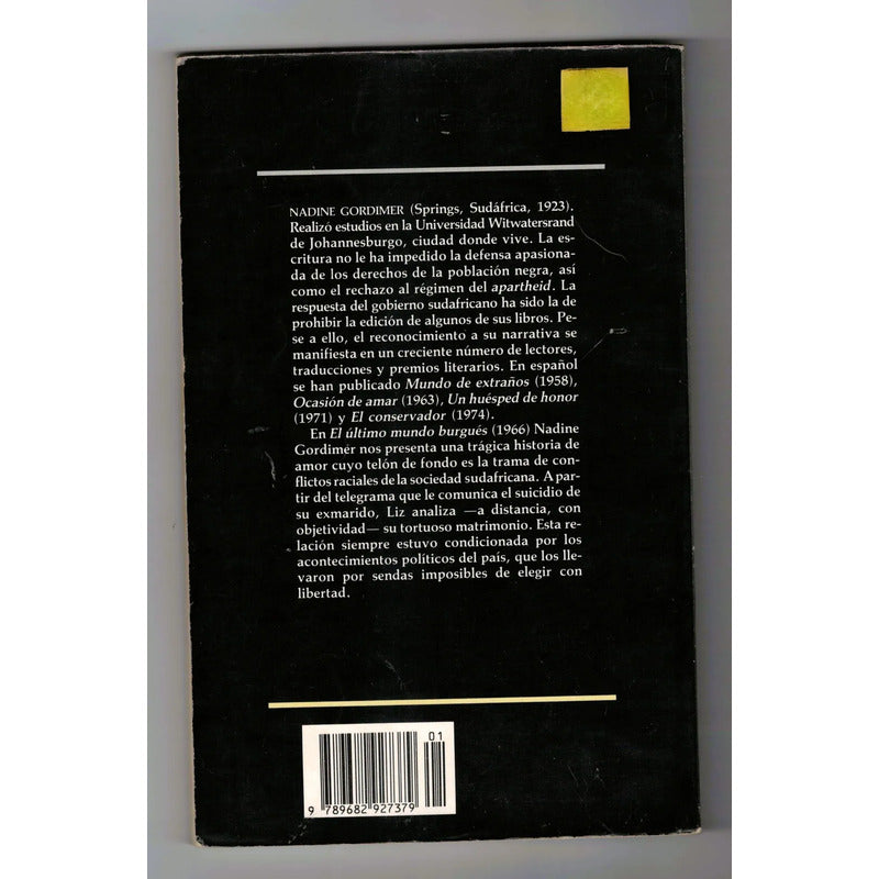 El Ultimo Mundo Burgues. Nadine Gordimer, Conaculta 1990